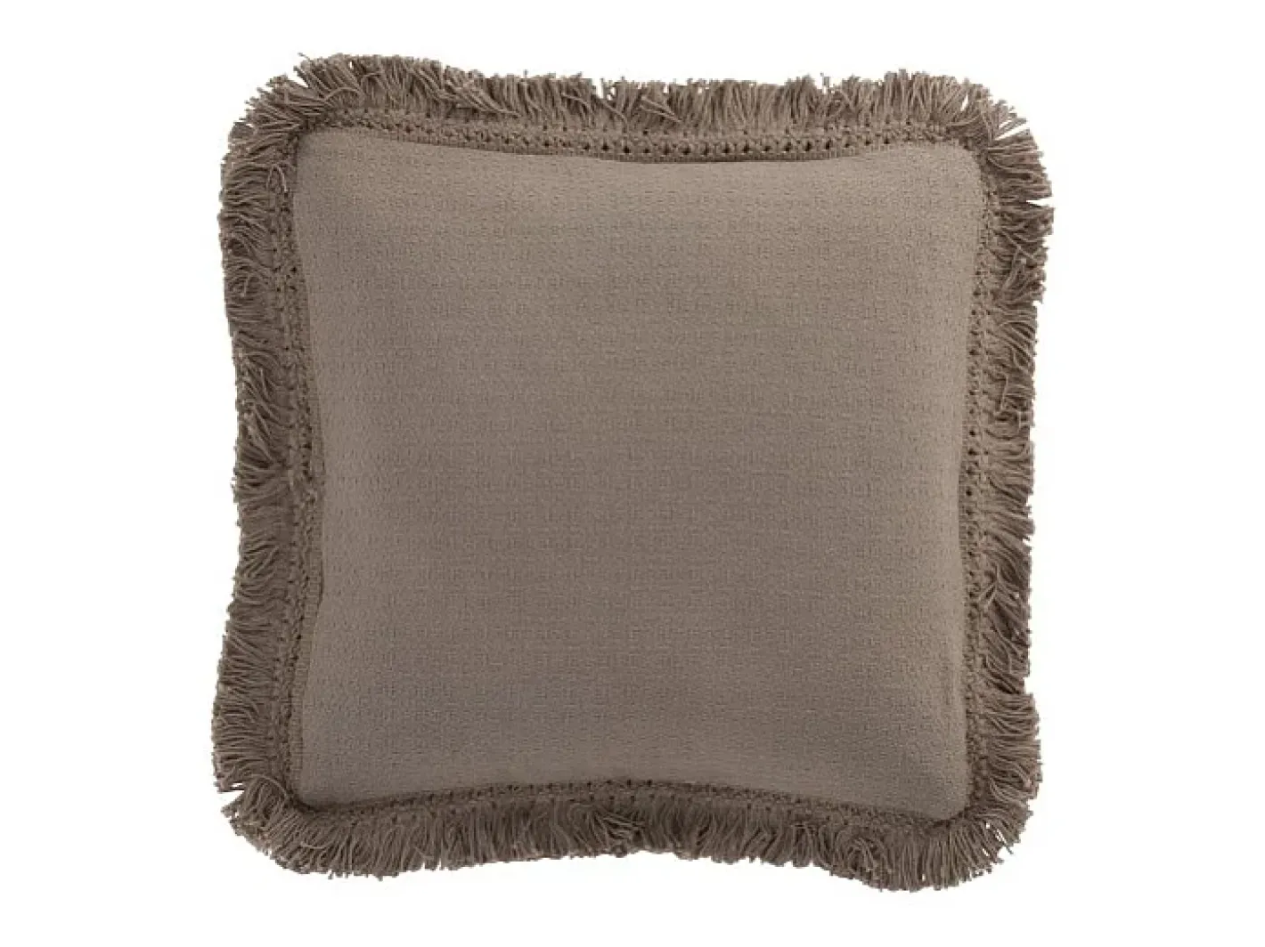 J-Line Ropa De Casa-Cojín cuadrado de flecos algodón topo 45x45 cm Marru00f3n