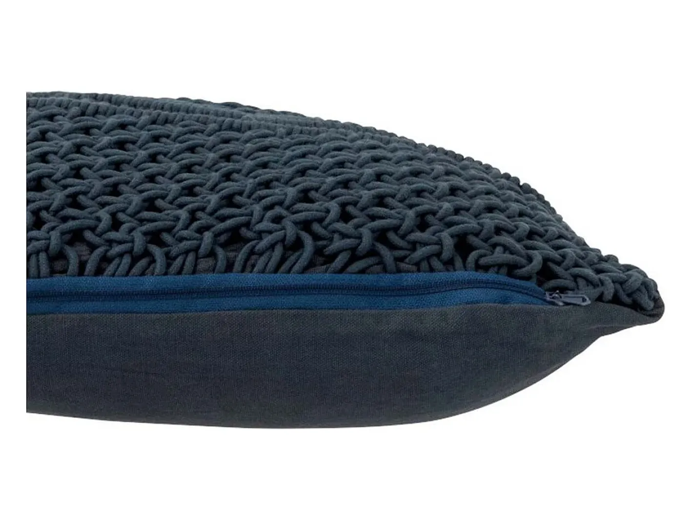 J-Line Cojín cuadrado estilo macramé de algodón marino 45 x 45 cm Azul Hot
