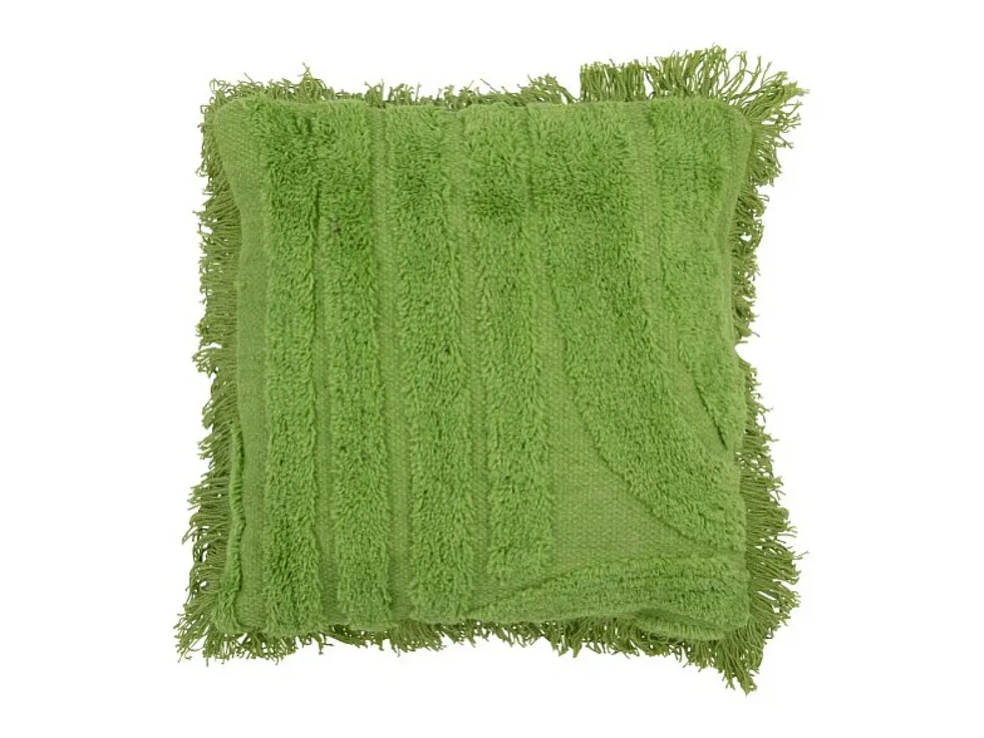 New J-Line Cojín de lana con mechones 45x45x12 cm Verde