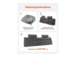 Cojín de Lectura SucceBuy, con 2 Bolsillos Laterales y 2 Reposacabezas, Almohada de Franela Lavable, Soporte Lumbar para Leer, Descansar, Gris
