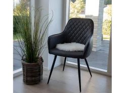 ebuy24 Alfombra De Salón-Cojín de silla Laila, imitación piel de cordero Ø35 cm natural. Blanco