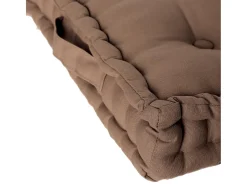 Atmosphera Cojín de Suelo de Algodón Taupe 40 x 40 cm con Botones y Asa Topo Sale