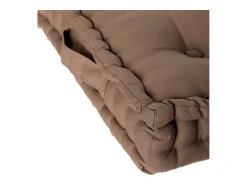 Atmosphera Cojín de Suelo de Algodón Taupe 40 x 40 cm con Botones y Asa Topo Sale