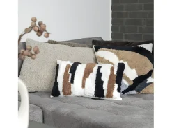 House Nordic Ropa De Casa-Cojín de tono rectangular en poliéster rizado de color marrón gris 45 x 60 cm Beige