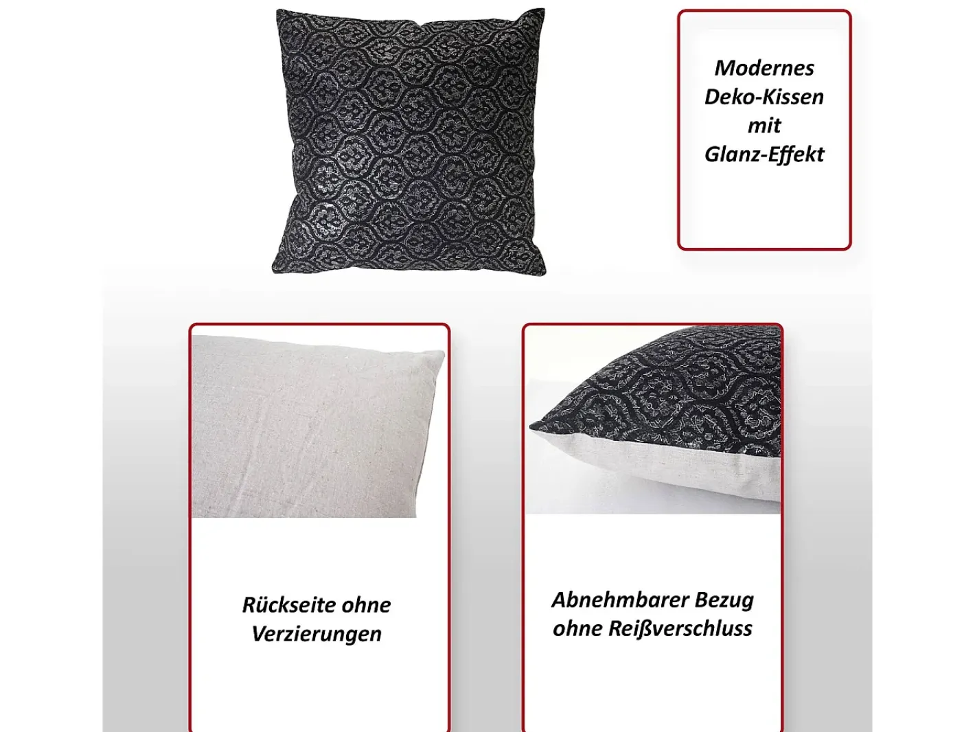 MCW Ropa De Casa-Cojín decorativo barroco Negro / Plateado