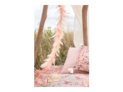 J-Line Ropa De Casa-Cojín desgastado de lino melocotón 45 x 45 cm Rosa