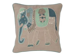 Best J-Line Cojín elefante de algodón /azul 45x45x15 cm Gris
