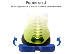 Inphysio Cojín Ergonómico de Asiento en Forma de U - Carbón de Bambú - 46x37x6 - Azul Discount