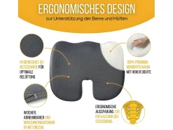 Inphysio Cojín Ergonómico en Forma de U para el Cóccix - 45x35x7 - COJÍN GLÚTEO Negro Online