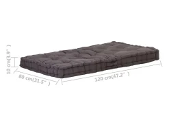Clicnbuy Ropa De Casa-Cojín para palés algodón 120x80x10 cm Gris antracita