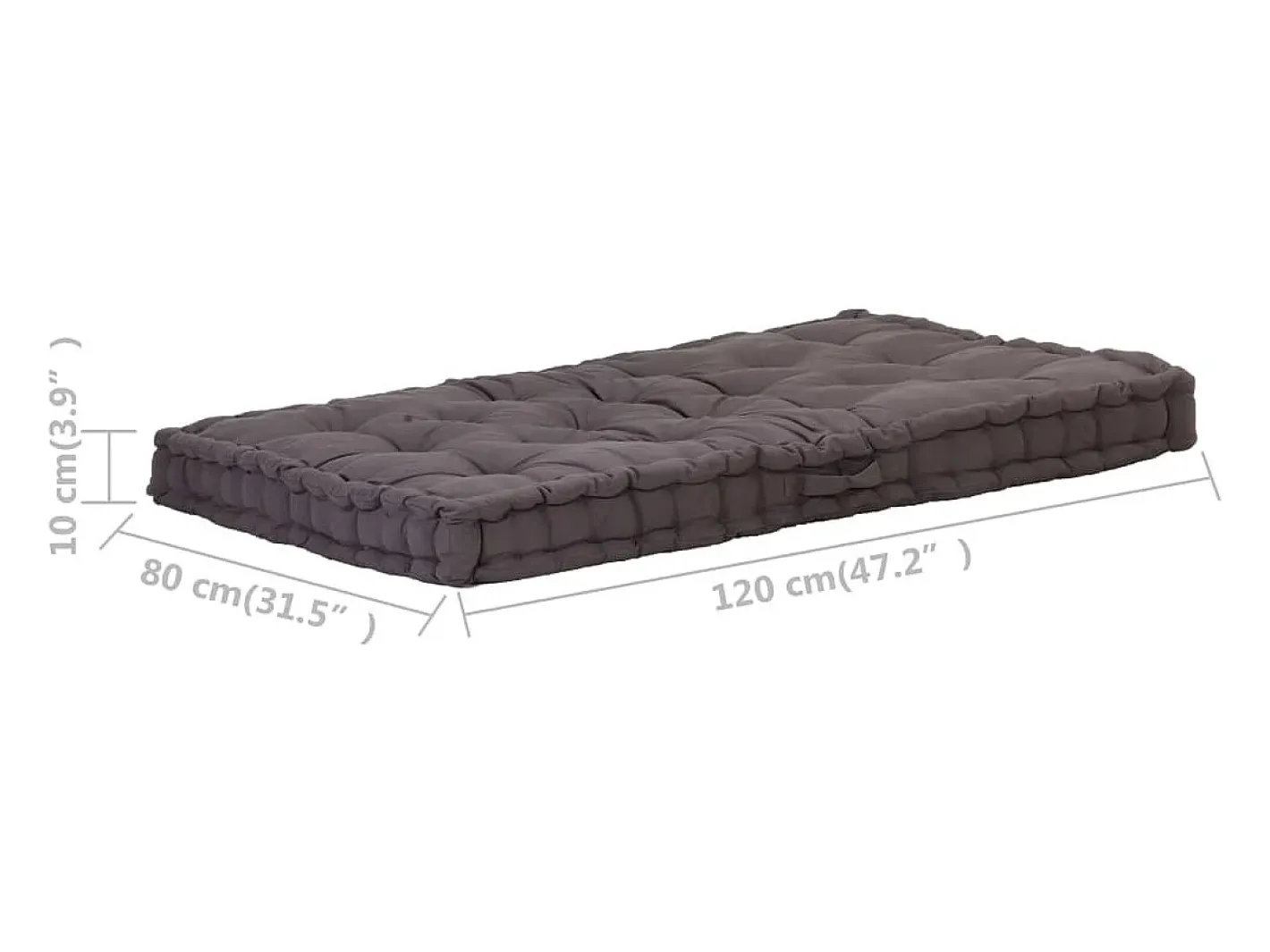Clicnbuy Ropa De Casa-Cojín para palés algodón 120x80x10 cm Gris antracita
