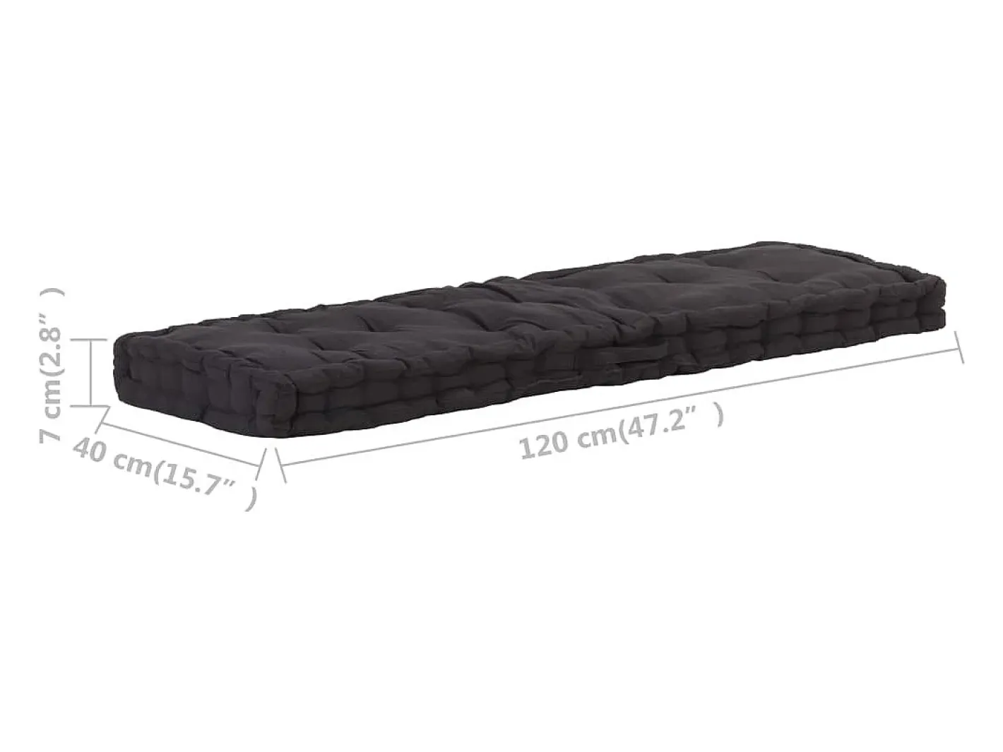 Discount Clicnbuy Cojín para palés algodón 120x40x7 cm Negro