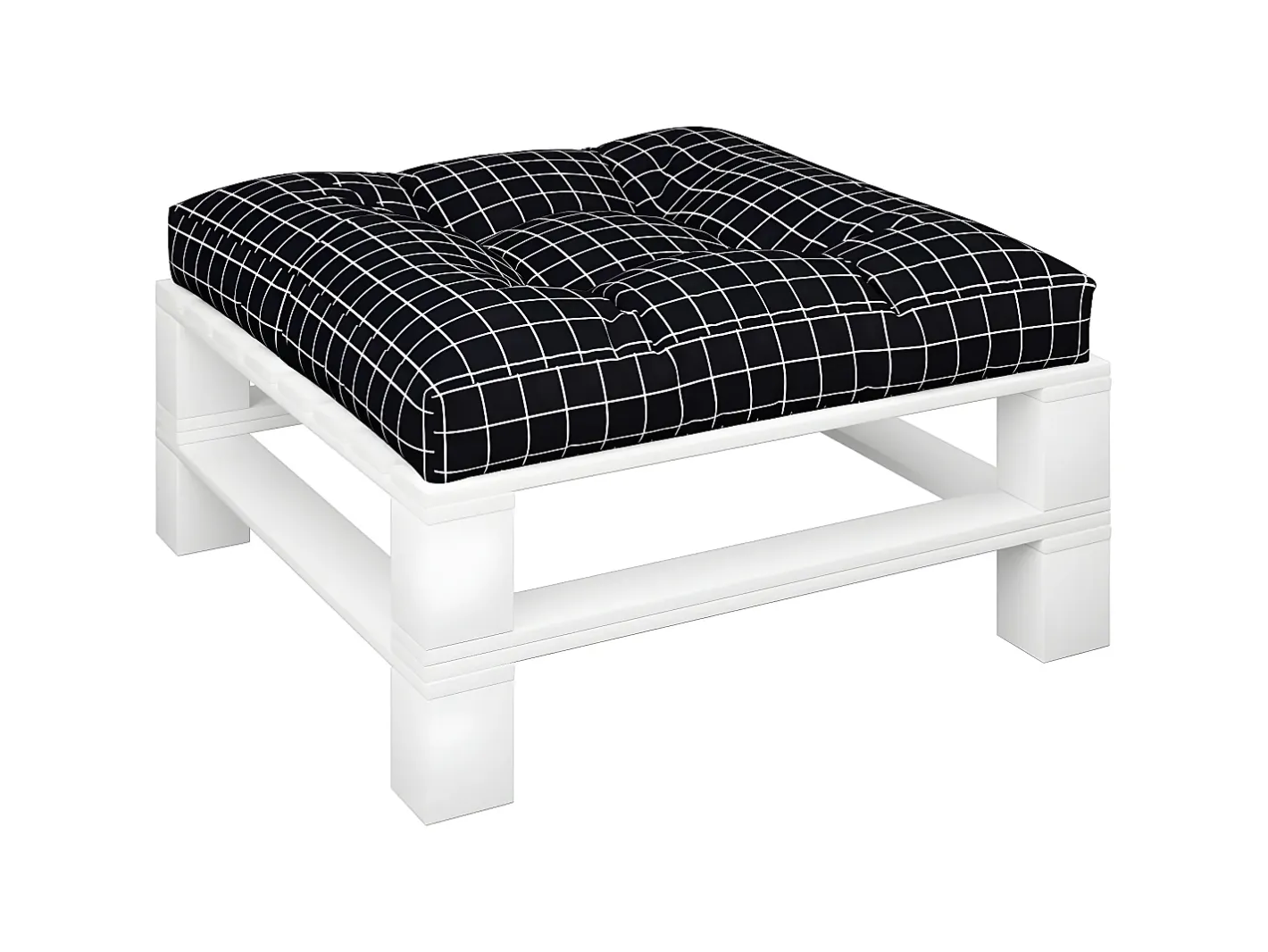 Sale Cojín para palés tela a cuadros negro 80x80x12 cm ES991419 Multicolor