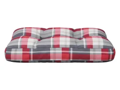 Clicnbuy Ropa De Casa-Cojín para sofá de palets tela a cuadros 60x40x12 cm Rojo
