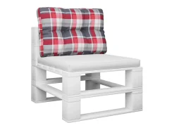 Clicnbuy Ropa De Casa-Cojín para sofá de palets tela a cuadros 60x40x12 cm Rojo