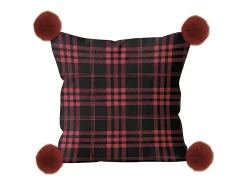 Soleil d'ocre Ropa De Casa-Cojín polar de microfibra 45x45 cm cuadros TARTÁN, por Rojo