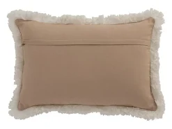 J-Line Cojín rectangular con borde de flecos y motivos de yute natural 49x31cm Color natural claro Outlet