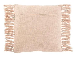 Best J-Line Cojín rectangular con borlas de algodón poliéster de 70x52cm Rosa