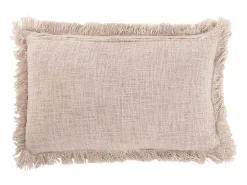 J-Line Ropa De Casa-Cojín rectangular con flecos de algodón de 60x40cm Rosa