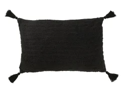 J-Line Cojín rectangular con solapas de algodón 60x40x12 cm Negro Online