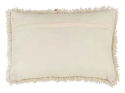 Clearance J-Line Cojín rectangular de algodón y dorado, 60 x 40 cm Blanco
