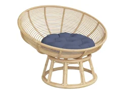 Clicnbuy Ropa De Casa-Cojín redondo de tela Oxford marino Ø 60x11 cm Azul