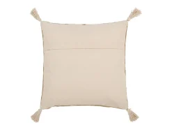 Outlet J-Line Cojín Triángulos+Flecos en Algodón/Lino/Poliéster 50x15x50 cm Beige