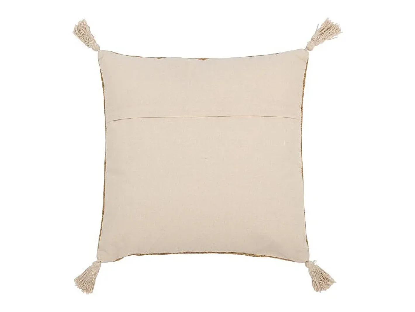 Outlet J-Line Cojín Triángulos+Flecos en Algodón/Lino/Poliéster 50x15x50 cm Beige