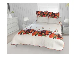 Hot Soleil d'ocre Colcha acolchada de algodón AMELIE 240x260 cm con 2 fundas de almohada Multicolor