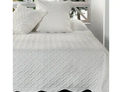 Ropa De Cama-Colcha con formas geométricas cosidas 250 x 260 cm Marfil