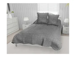 Soleil d'ocre Ropa De Cama-Colcha de algodón 220x240 cm ARABESQUE con 2 fundas de almohada Gris