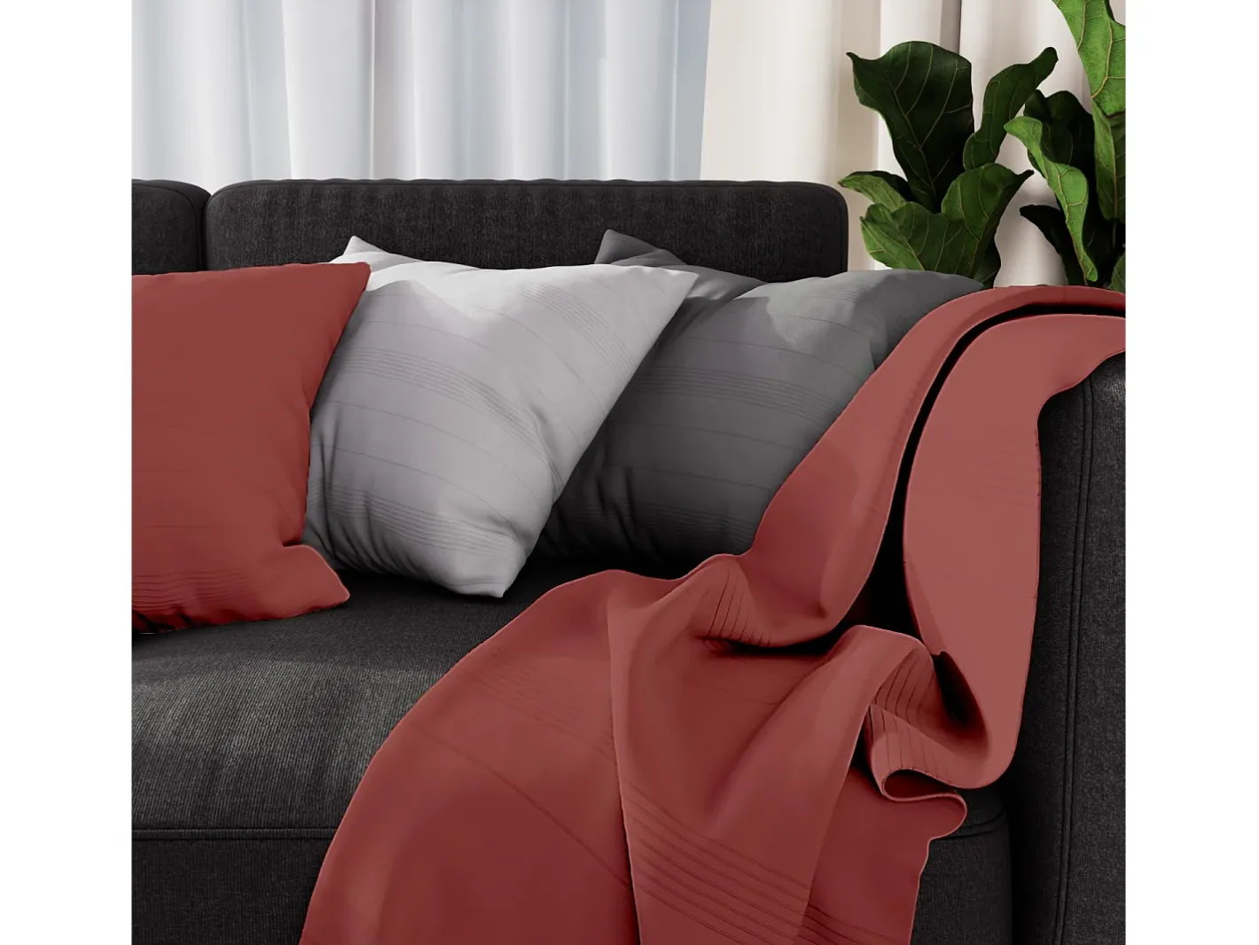 Sale Soleil d'ocre Colcha 180x220 cm ADELE Azul Ladrillo Rojo