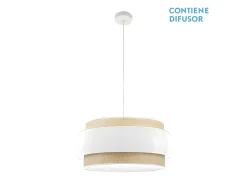 AKUNADECOR Lámpara Suspendida-Colgante 3 Luces Modelo Kandy Natural/ Blanco