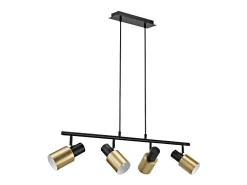 Colgante 4 luces modelo Maena acabado /latón, 31cm(alto) 85cm(ancho) 12cm(fondo) Negro Discount