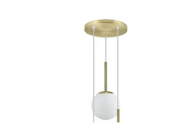 Plafón-Colgante 3 luces modelo Portile acabado laton/, 35cm(alto) 35cm(ancho) 36cm(fondo) Blanco