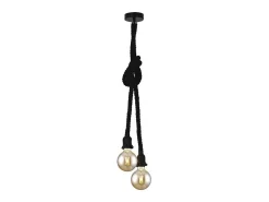 Colgante 2 luces modelo Rope acabado , 120cm(alto) 10cm(ancho) 10cm(fondo. Negro Discount