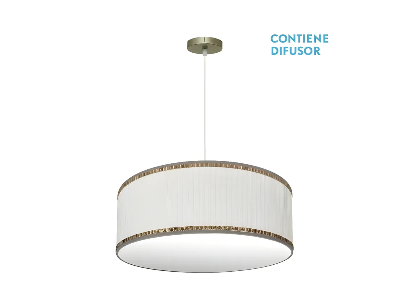 AKUNADECOR Colgante 3 Luces Modelo Soprano Cuero/beis Regulable Dorado