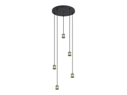 Hot Colgante 5 luces,modelo Acebuche acabado /cuero 40 cm(alto)9 cm(ancho)9 cm(largo) Negro