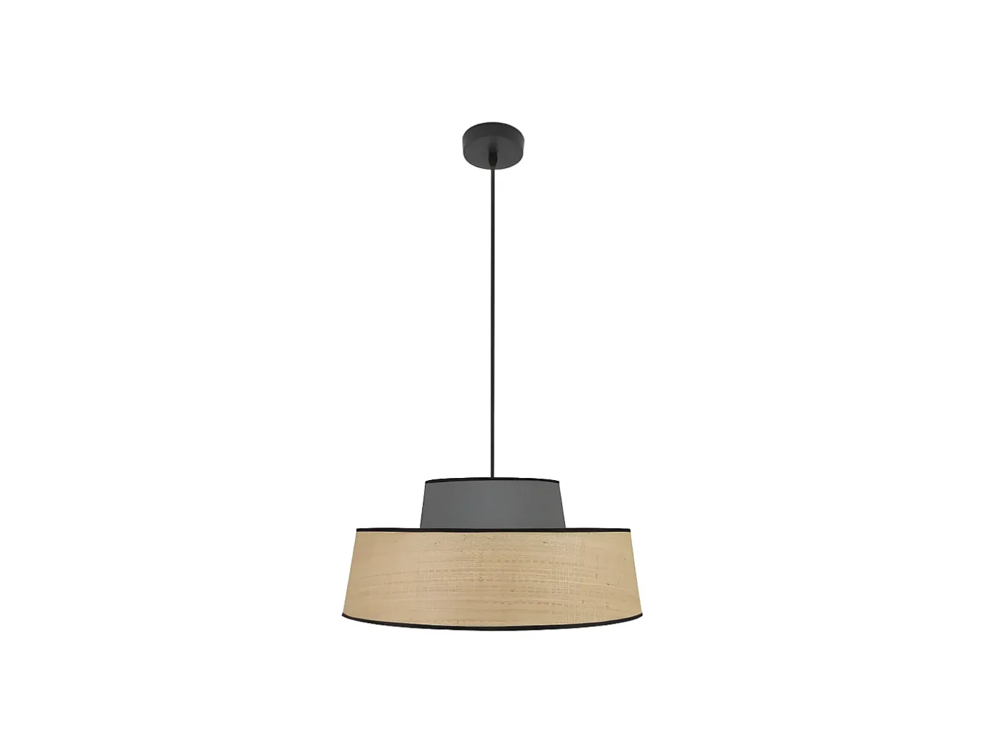 AKUNADECOR Lámpara Suspendida-Colgante Natural/gris Modelo Jia 1luz Regulable Negro