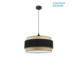 AKUNADECOR Colgante Natural/ 3luces Modelo Kandy Negro Hot