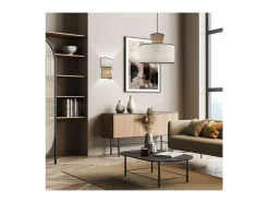 Plafón-Colgante acabado beig-tostado modelo Selma, 24cm(alto) 42cm(ancho) 42cm(fondo). Beige