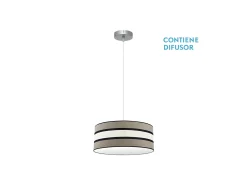 AKUNADECOR Lámpara Suspendida-Colgante Bicolor Color Topo/beis Modelo Karla Plateado