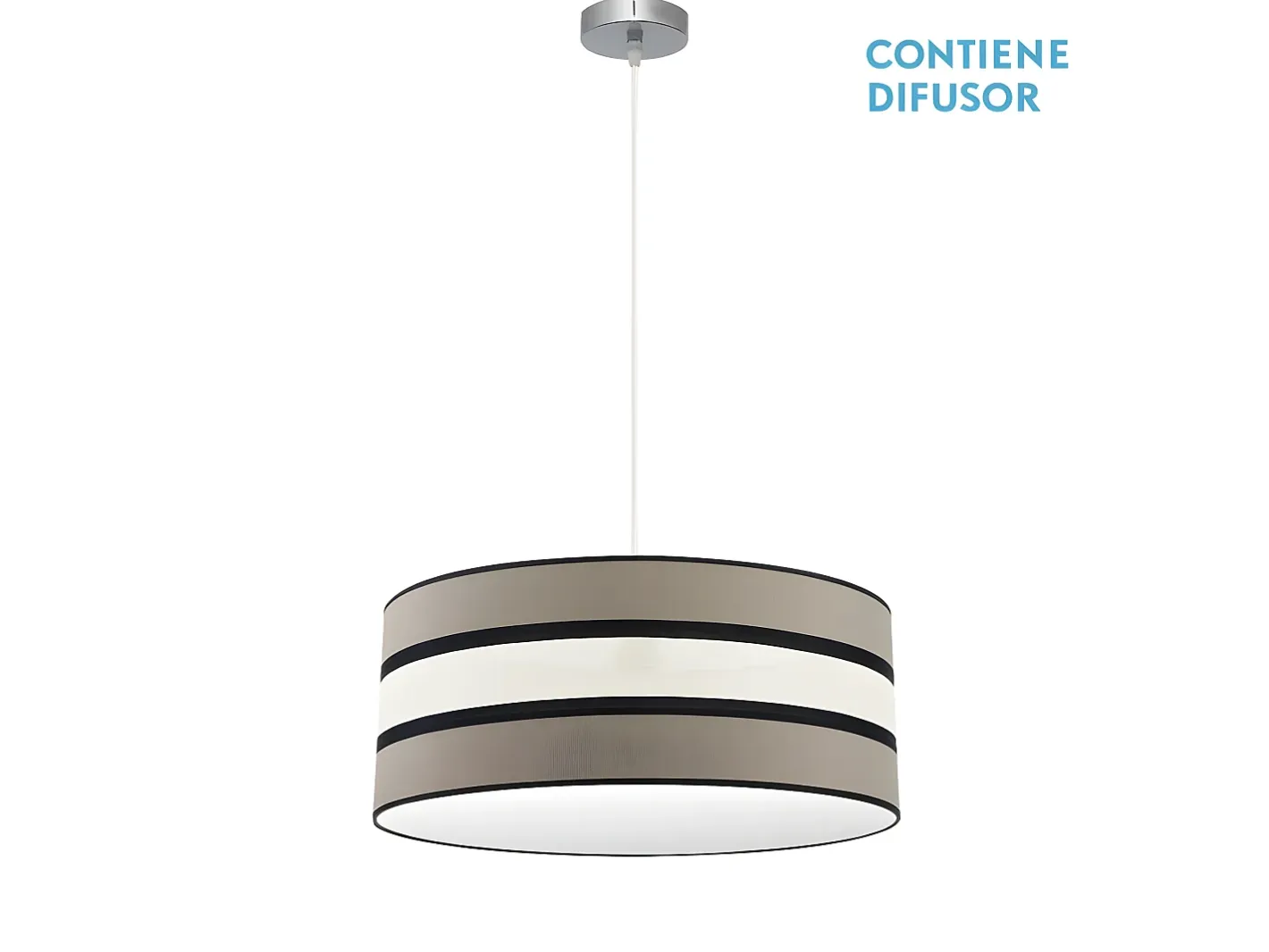 AKUNADECOR Lámpara Suspendida-Colgante Bicolor 3luces Topo/beis Modelo Karla Plateado