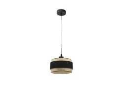 AKUNADECOR Lámpara Suspendida-Colgante Cilindrico Modelo Kandy Natural/ Negro