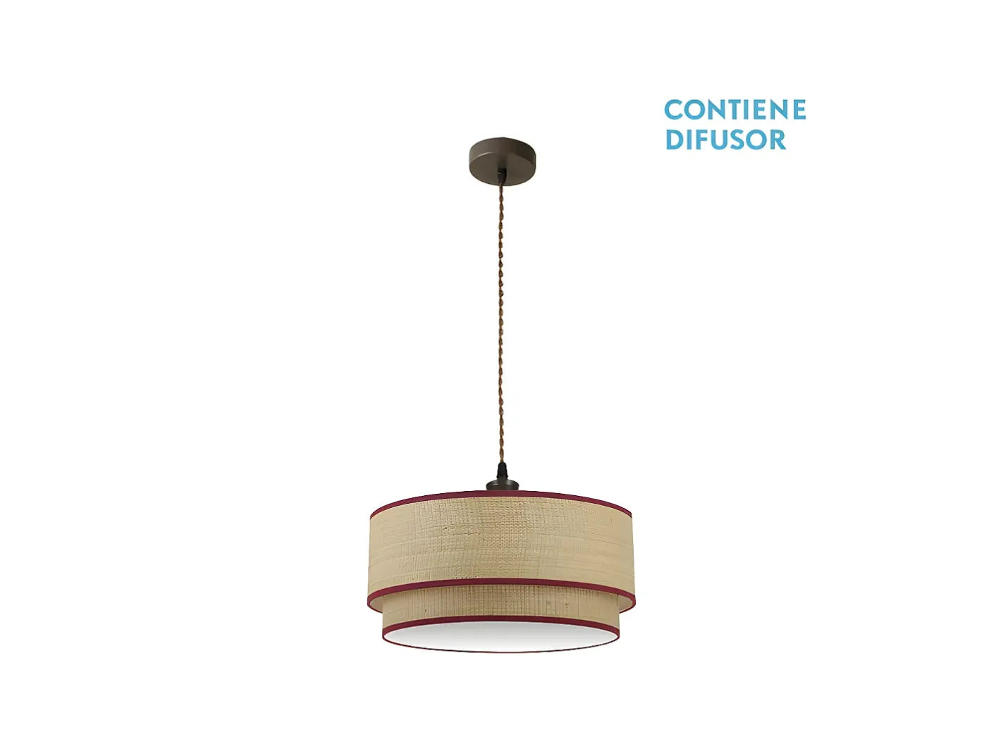 AKUNADECOR Colgante Con Pantalla Color Natural/rojo 2 Luces Modelo Roque Marru00f3n Online