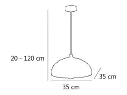 Lámpara Suspendida-Colgante de 35 cm modelo Cala acabado 20/120 cm(alto)35 cm(ancho)35 cm(largo). Blanco