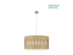 AKUNADECOR Lámpara Suspendida-Colgante En Color Madera Claray Metal Niquel Alexandra Plateado