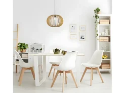 AKUNADECOR Colgante En Madera Natural Modelo Olmo 1 Luz Beige New