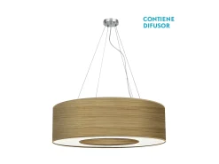 AKUNADECOR Colgante Grande Modelo Haiti 4luces Cromo/madera Clara Plateado Hot