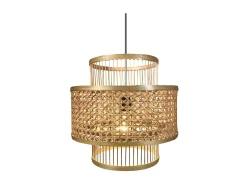 AKUNADECOR Colgante Hecho A Mano De Bambu Y Rattan Modelo Bromelia De 36 Cm. Marru00f3n Outlet